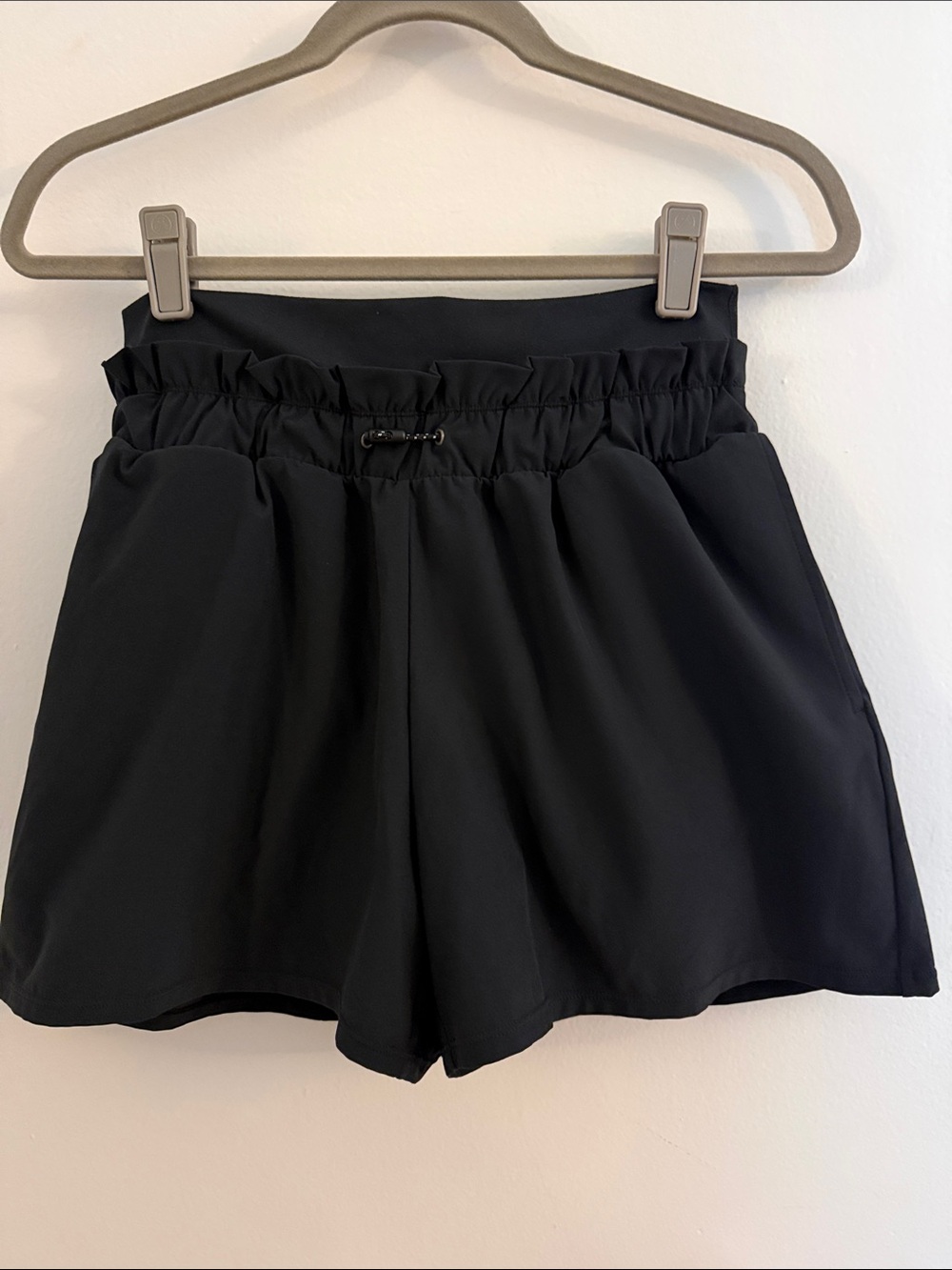 Zella Black High-Waist Elastic Drawstring Shorts